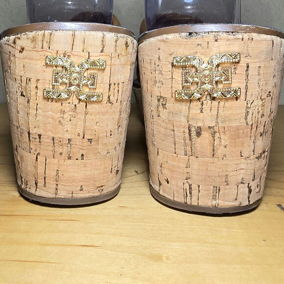 Sam Edelman Ramsey Sandals Womens US 8.5 Platform Brown Leather Cork Wedge High - Picture 7 of 8